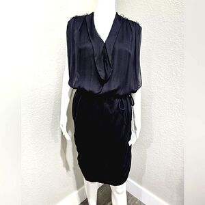 LANVIN navy blue 100% silk dress